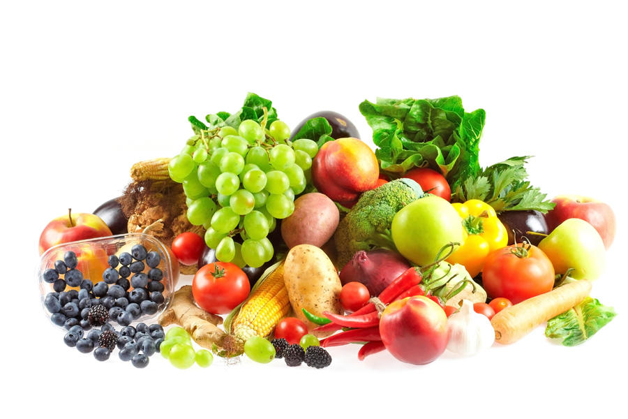 a variety of fresh fruit and vegetables on a table